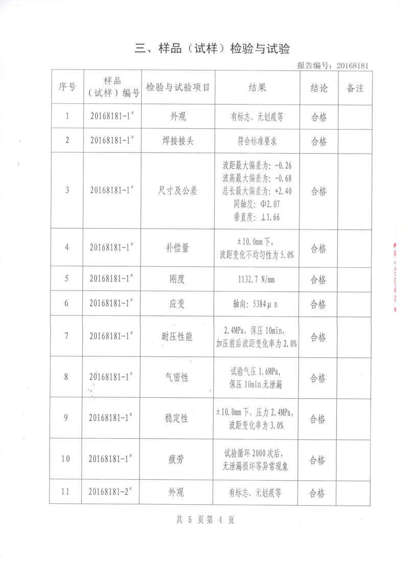 淞江集團中*認(rèn)可檢測的檢驗報告