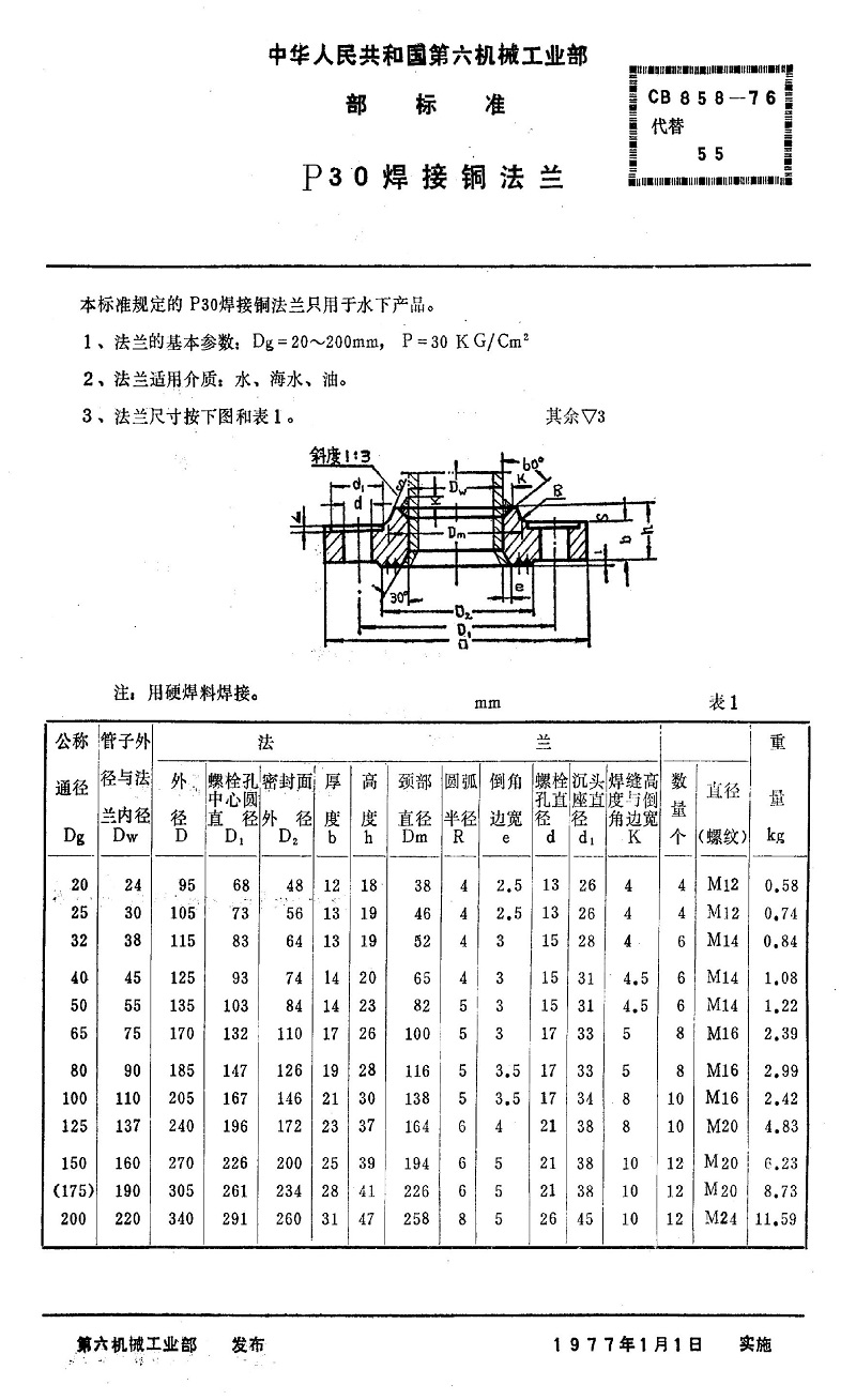 【法蘭標(biāo)準(zhǔn)】CB858-76 【法蘭標(biāo)準(zhǔn)】CB858-76