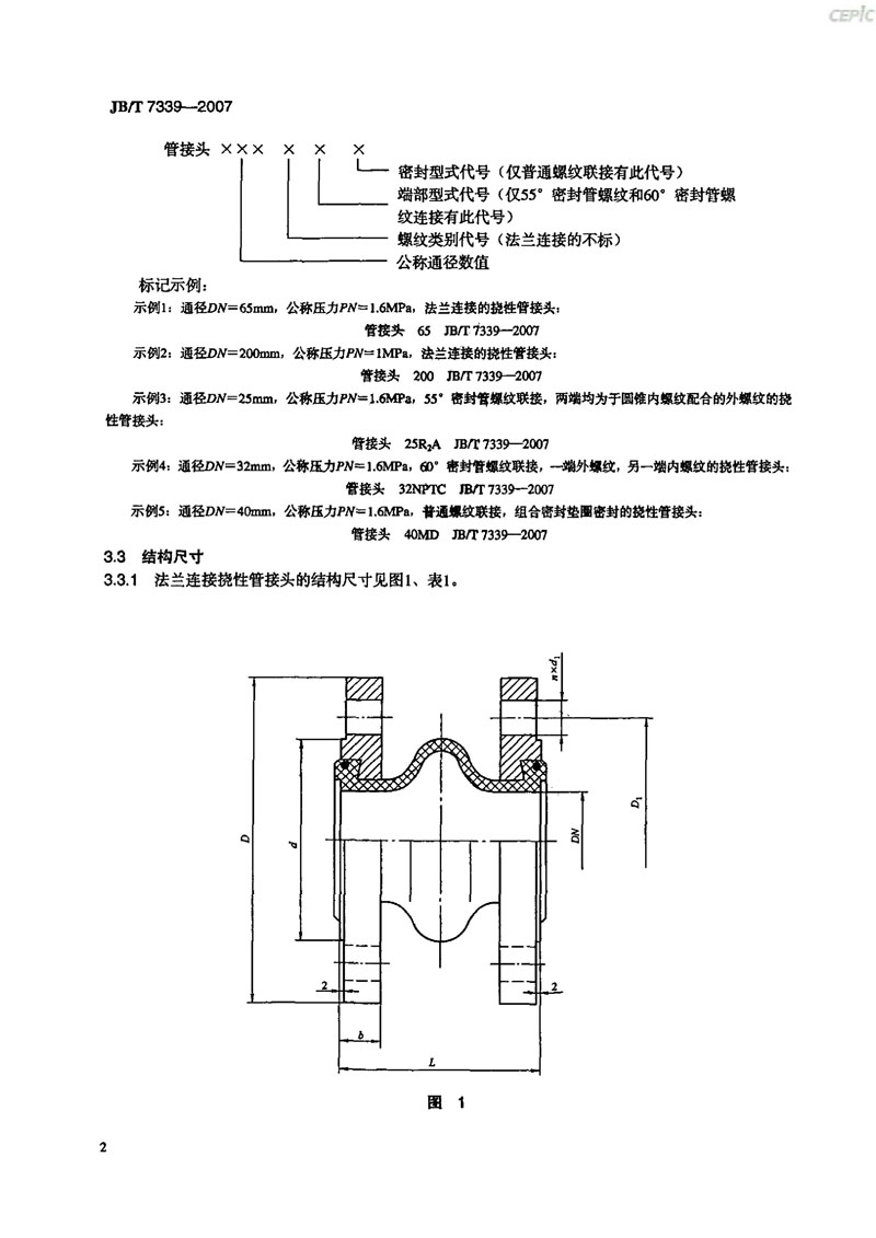 【機(jī)械標(biāo)準(zhǔn)】JB/T 7339-2007撓性管接頭“只為分享更多正確知識(shí)” 【機(jī)械標(biāo)準(zhǔn)】JB/T 7339-2007撓性管接頭“只為分享更多正確知識(shí)”